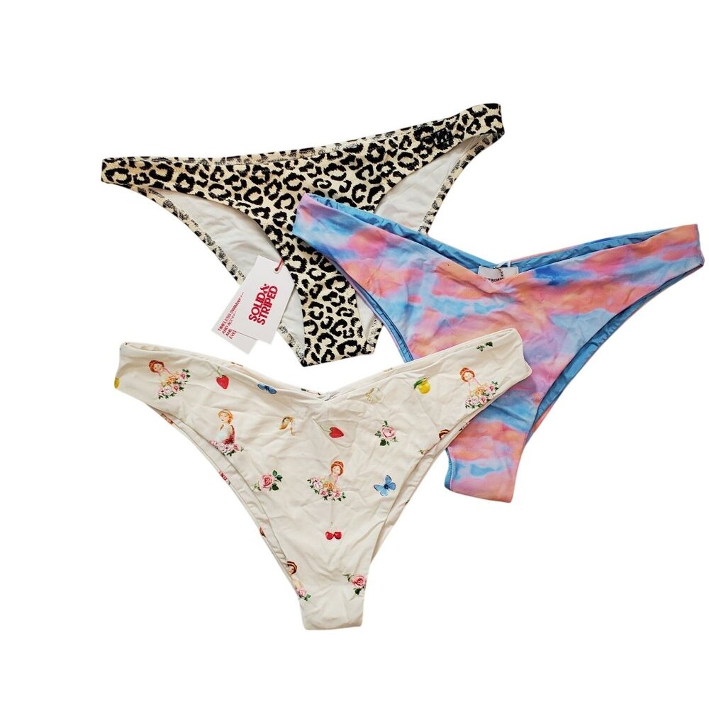 Bikini Bottom Bundle Mix and Match Set of 3 Women's Size XL Solid and striped an